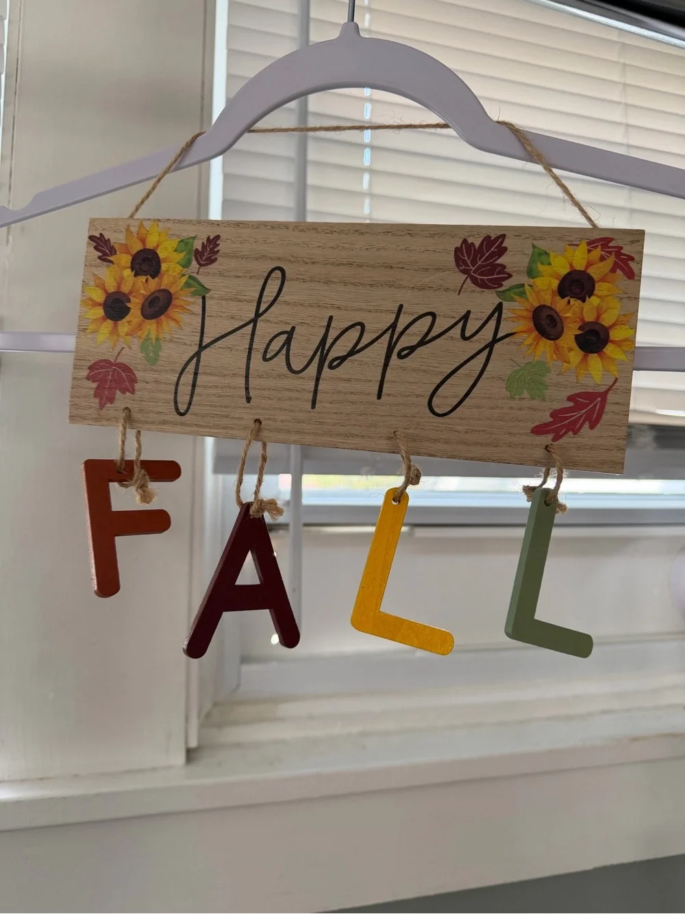Happy Fall Wooden Hanging Sign in Multi-Color